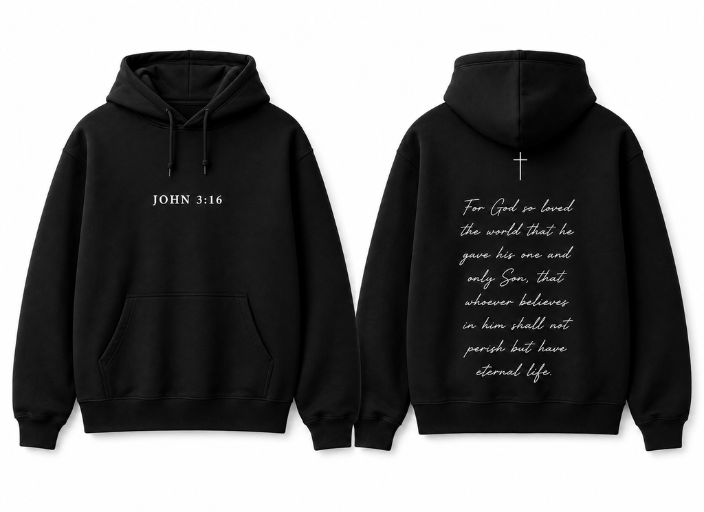 John 3:16 black hoodie