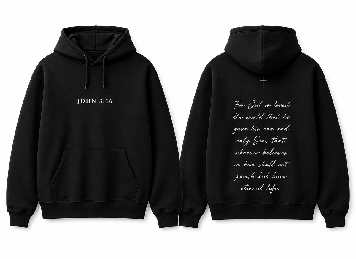 John 3:16 black hoodie