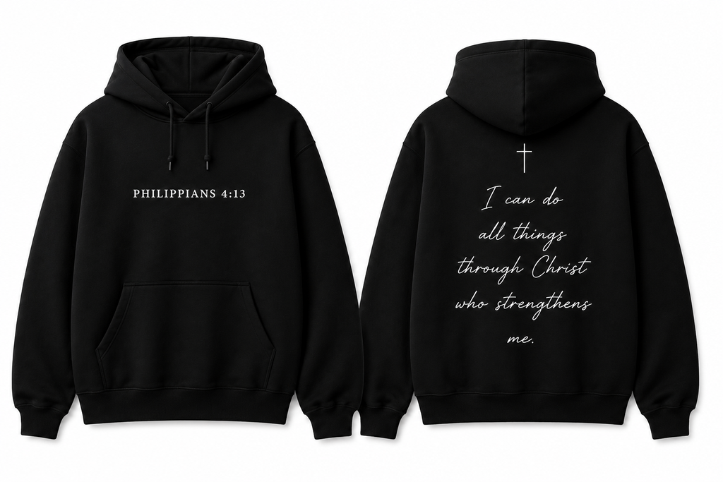 Philippians 4:13 black hoodie